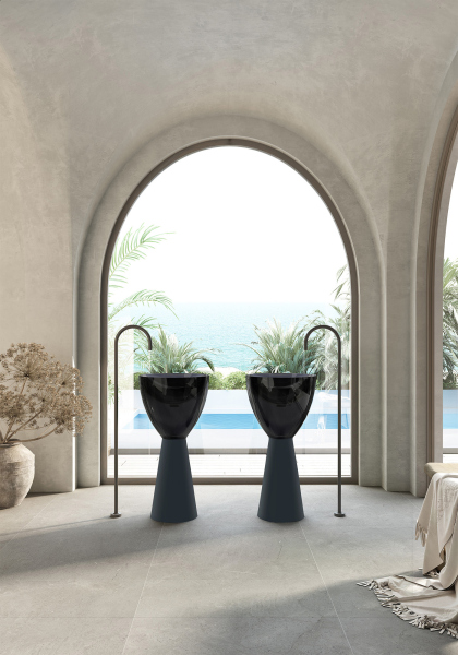 Раковина отдельностоящая прозрачная ABBER Kristall AT2703Onyx-Black черный/черный матовый