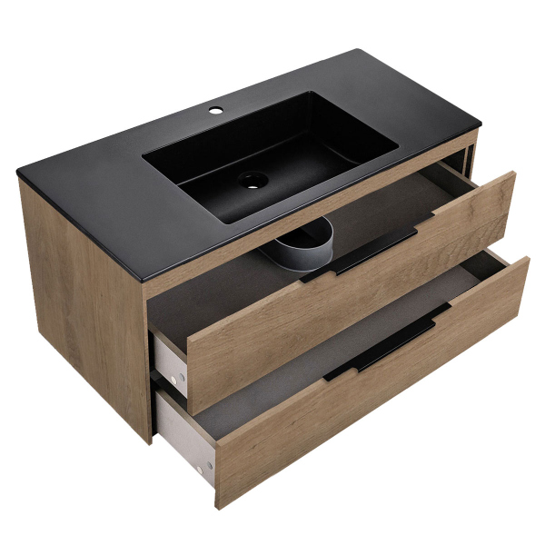 Тумба с раковиной Vincea Chiara 2D 1000 подвесная, N.Oak, VMC-2C2100NO+VCB-13100W