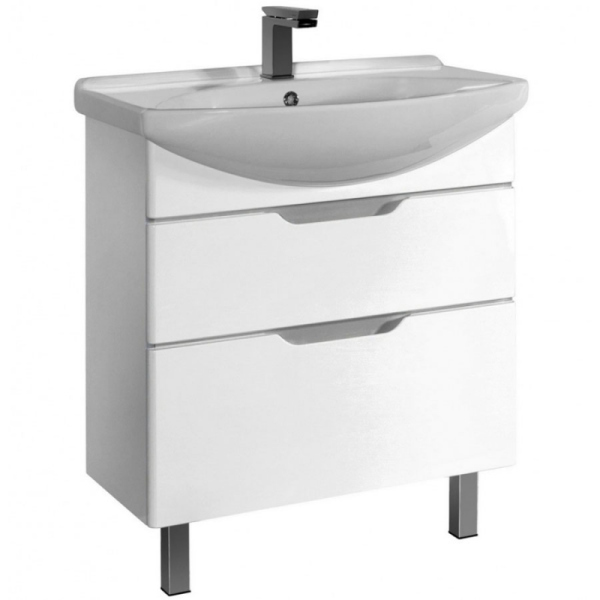 Тумба Dreja.eco Laguna Plus 75, белый лак, 2 ящ, органайзер, 99.0106