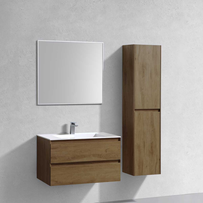 Тумба с раковиной Vincea Luka 800 подвесная, 2 выкатных ящика soft-close, T.Oak, VMC-2L800TO+VCB-13800G