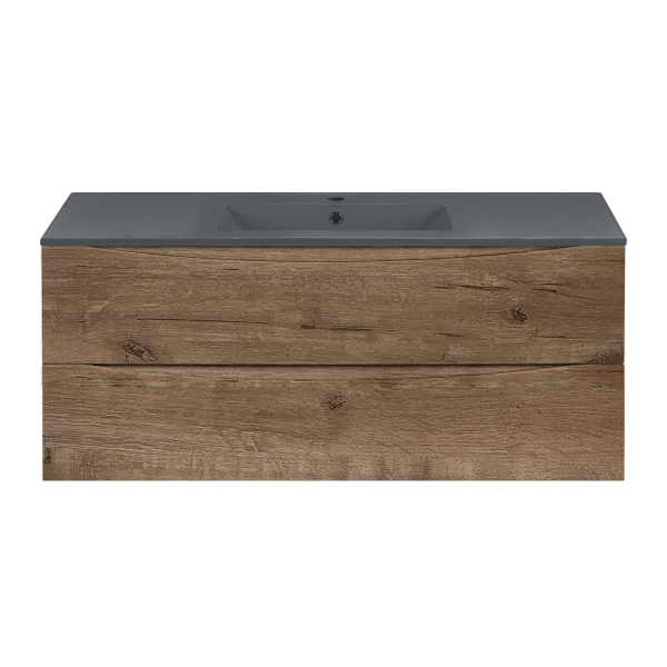 Тумба с раковиной Vincea Mia 1200 подвесная, 2 выкатных ящика soft close, V.Oak, VMC-2MC120VO+VBS-13120MA