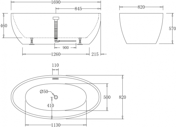 Акриловая ванна BelBagno BB69-1700
