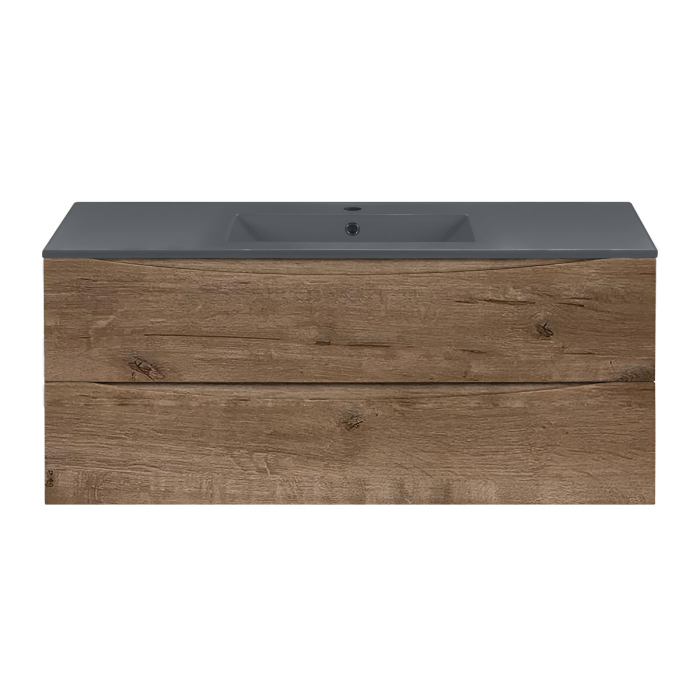 Тумба с раковиной Vincea Mia 1200 подвесная, 2 выкатных ящика soft close, V.Oak, VMC-2MC120VO+VBS-13120MA