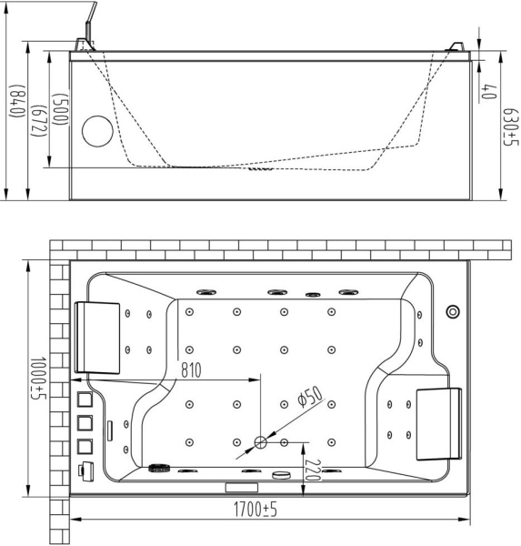 Акриловая ванна Orans BT-62115BL