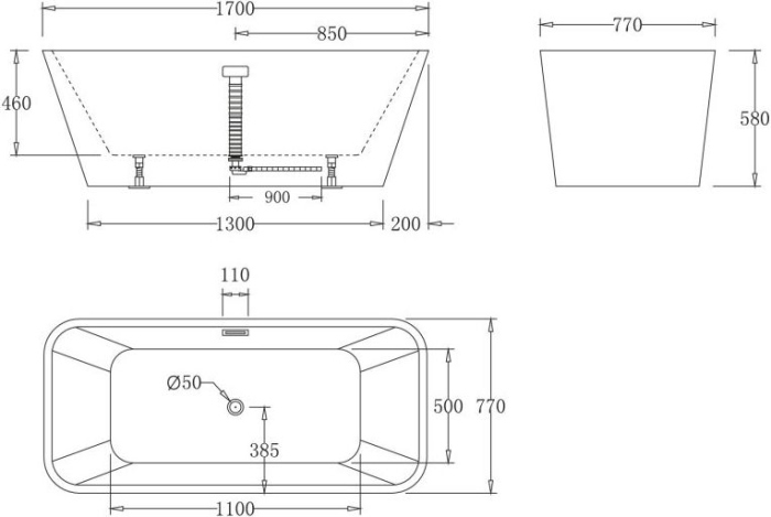 Акриловая ванна BelBagno BB60-1700