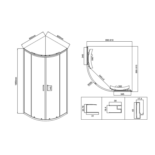 Душевой уголок Vincea City VSQ-5CT900CLB, 900*900, черный матовый, стекло прозрачное Душевой уголок Vincea City VSQ-5CT900CLB, 900*900, черный матовый, стекло прозрачное