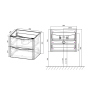 Тумба с раковиной Vincea Paola 600 подвесная, 2 выкатных ящика soft close, G.White, VMC-2P600GW+VCB-2VP600W