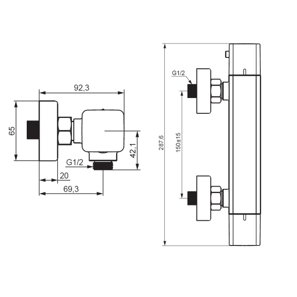 Смеситель для душа c термостатом Damixa Gala, 536000300