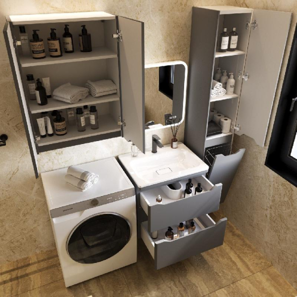 Тумба без раковины Style Line подвесная "Марелла 60" (2 ящ.) серый, PLUS, СС-00002406