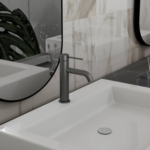 Смеситель для раковины Vincea City VBF-2C1GM однорычажный, вороненая сталь