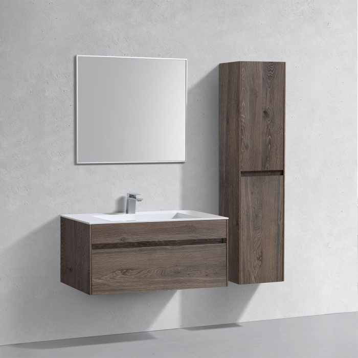 Тумба с раковиной Vincea Chiara 1000 подвесная, 1 выкатной ящик soft-close, R.Oak, VMC-2C100RO+VCB-13100G