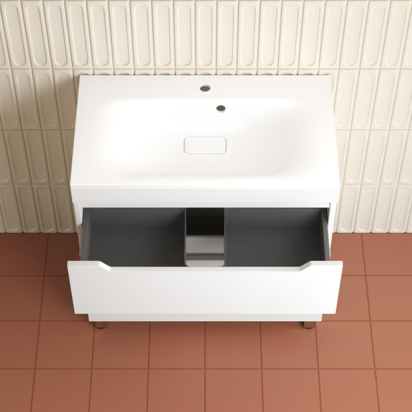 Тумба без раковины напольная "Остин" 80 2 ящ белый эмаль PLUS, ЛС-00002393