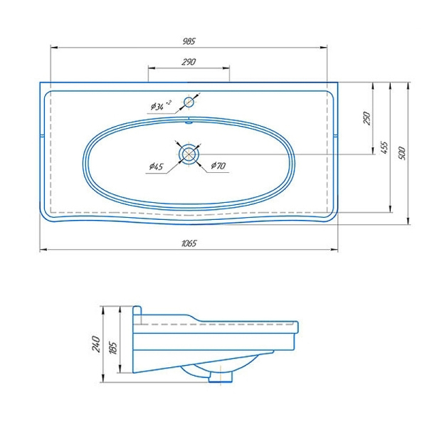 Раковина Opadiris Кировит Модерн 105 4640021063583 Белая