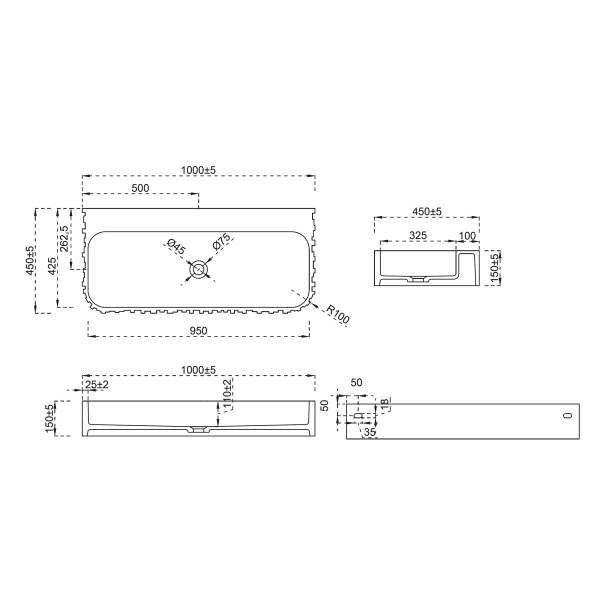 Раковина подвесная ABBER Stein AS2652-1.0 белая матовая