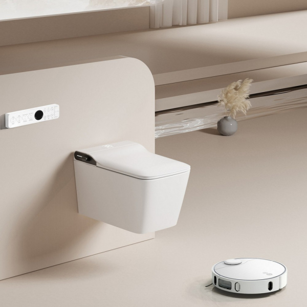 Комплект ABBER подвесной электронный унитаз-биде Rechteck AC1215S белый с инсталляцией AC0101P