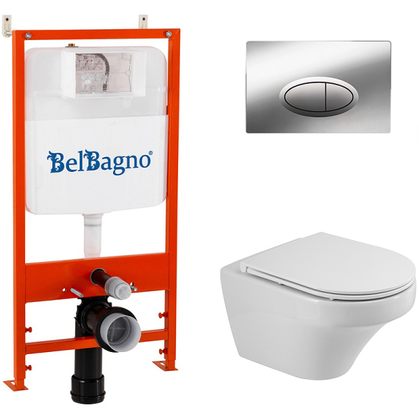 Комплект 4 в 1: Унитаз+сиденье+инсталляция+клавиша смыва, CZR-2462-TH-TOR/CZR-870-SC/BB026/BB051CR