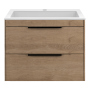 Тумба с раковиной Vincea Chiara 2D 600 подвесная, N.Oak, VMC-2C2600NO+VCB-13600G