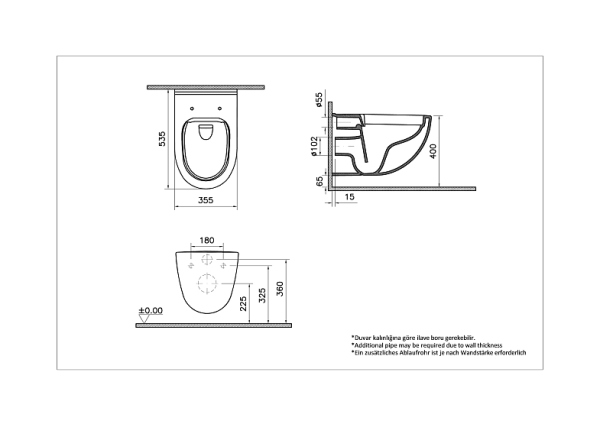 Подвесной унитаз Vitra S40, безободковый, 7759B003-0075