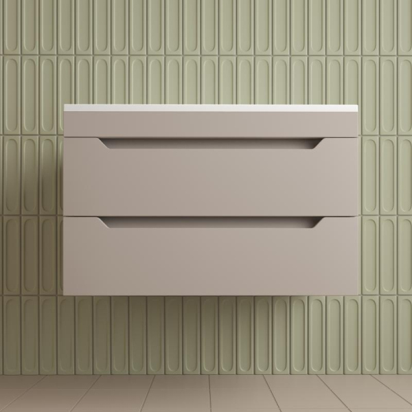 Тумба без раковины подвесная "Остин" 80 2 ящ крем эмаль PLUS, ЛС-00002405