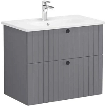 Тумба с раковиной Vitra Root Groove 80 69438 подвесная Серая матовая