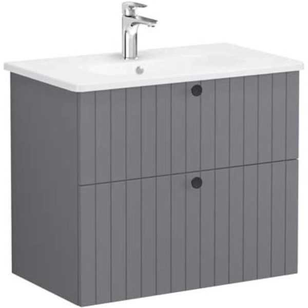 Тумба с раковиной Vitra Root Groove 80 69438 подвесная Серая матовая