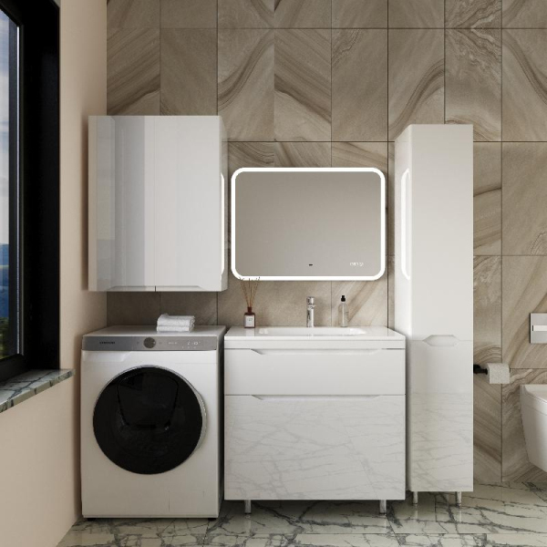 Тумба без раковины Style Line напольная "Марелла 80" (2 ящ.) белый глянец, PLUS, СС-00002402