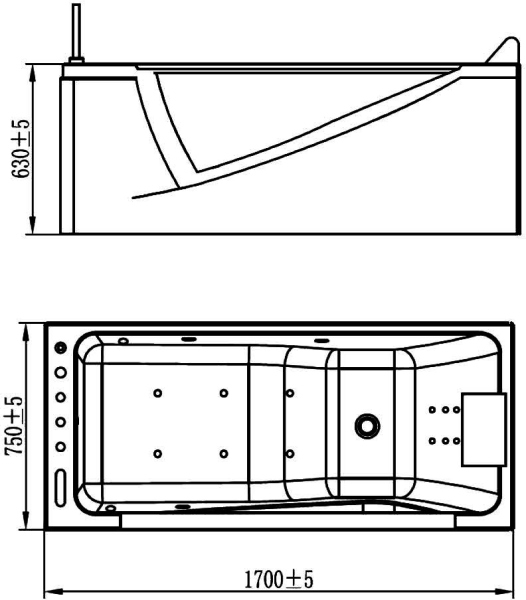 Акриловая ванна Orans OLS-BT65108 R 170x75 см