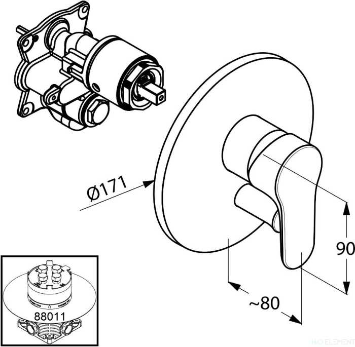Смеситель Kludi Objekta 326500575 для ванны и душа, внешняя часть