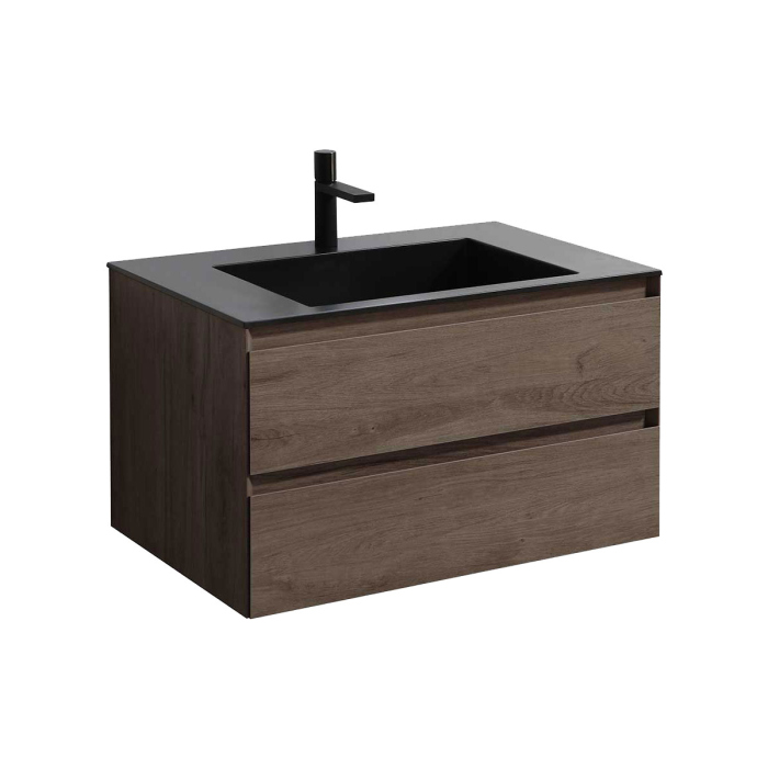 Тумба с раковиной Vincea Luka 800 подвесная, 2 выкатных ящика soft-close, R.Oak, VMC-2L800RO+VCB-13800G