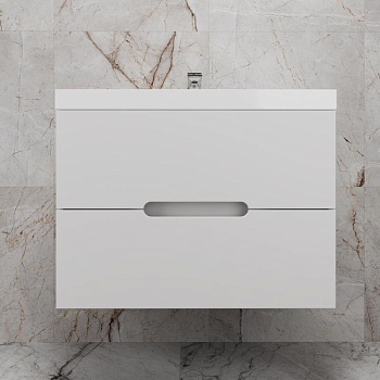 Тумба без раковины подвесная "Матис 80" 80 (2 ящика), Белый матовый, ЭМАЛЬ, ЛС-00002446