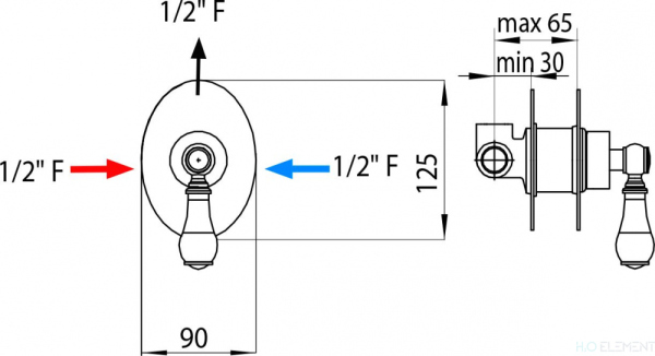 Смеситель Bossini Retro Z002201 CR С ВНУТРЕННЕЙ ЧАСТЬЮ, для душа