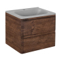 Тумба с раковиной Vincea Vico 600 подвесная, 2 выкатных ящика soft close, R.Wood, VMC-2V600RW+VCB-2VP600W