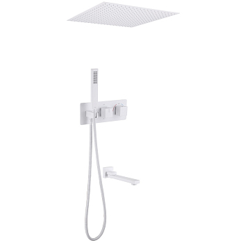 Душевая система ABBER Daheim AF8254W скрытого монтажа с изливом, термостат, белая матовая