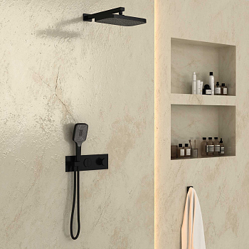 Душевой комплект Vincea VSFW-422T1MB встраиваемый, термостатический, 2 режима, черный