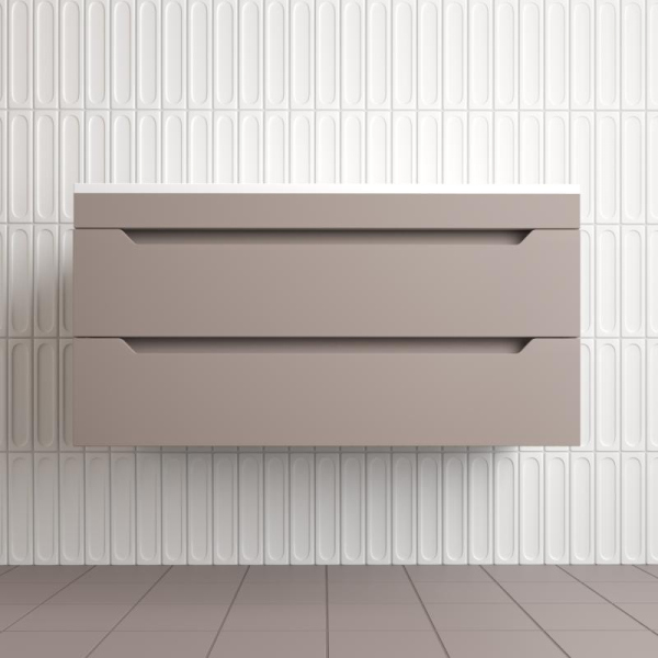 Тумба без раковины подвесная "Остин" 100 2 ящ тауп темный эмаль PLUS, ЛС-00002410