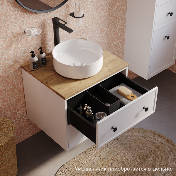 Тумба без раковины подвесная со столешницей МДФ, 60 см IDDIS Torr белый матовый (TOR60WVi95K)