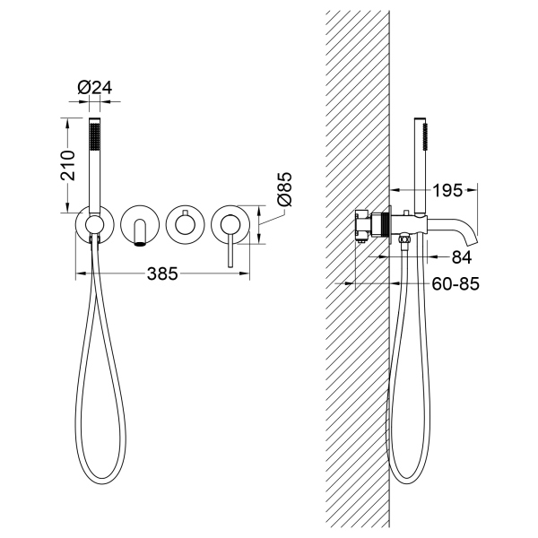 Смеситель встроенный для ванны с душем Timo Saona золото матовое (2314/17YSM)