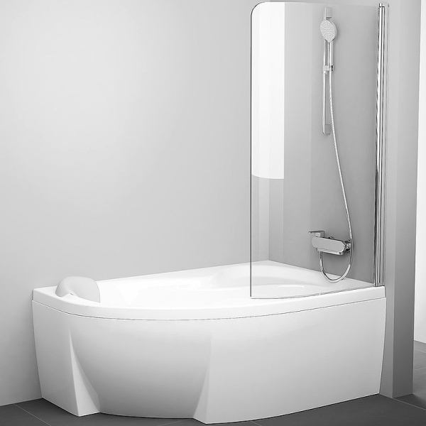 Шторка на ванну Ravak Rosa CVSK1 140/150 R Transparent, профиль блестящий