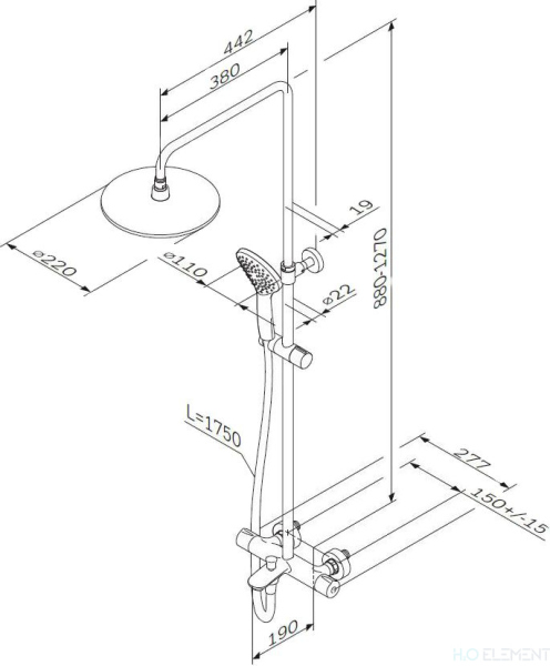 Душевая стойка AM.PM Gem F0790510