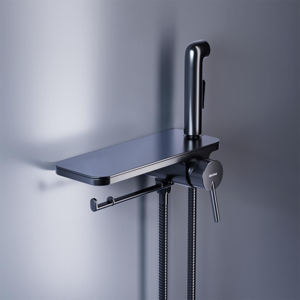 Смеситель, монтируемый в стену с гигиеническим душем и полкой Damixa Jupiter, 773500301