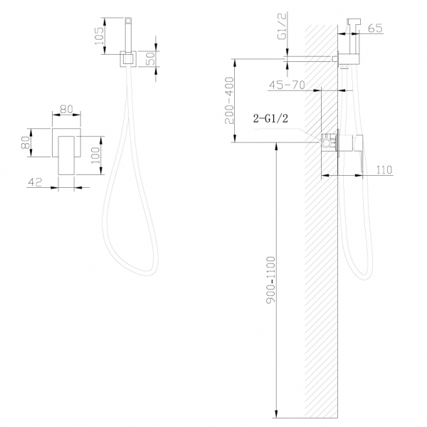 Смеситель ABBER Daheim AF8225B с гигиеническим душем, черный матовый
