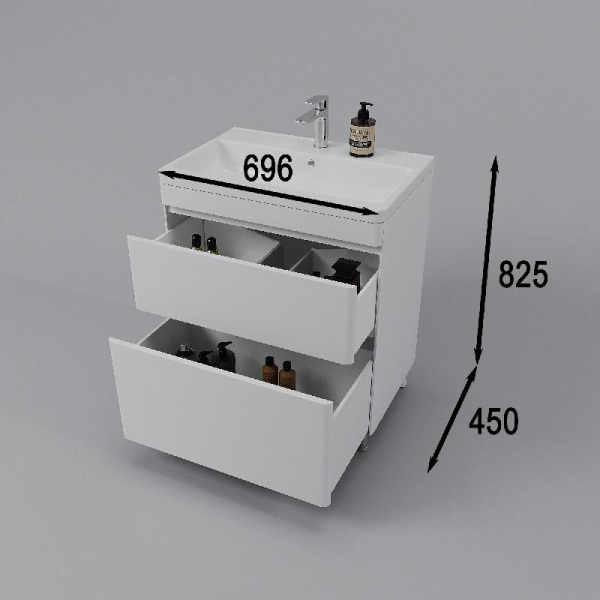 Тумба без раковины напольная Style Line "Атлантика 70", Люкс антискрейч, СС-00002342