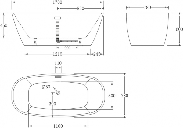 Акриловая ванна BelBagno BB72-1700