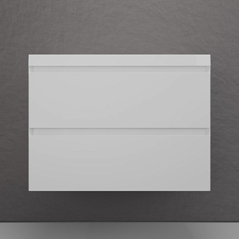 Тумба без раковины подвесная "Манхэттен 80" ЭМАЛЬ 80 2 ящика PLUS белый матовый, ЛС-00002359
