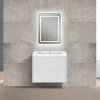 Тумба с раковиной Vincea Paola 600 подвесная, 2 выкатных ящика soft close, G.White, VMC-2P600GW+VCB-2VP600W