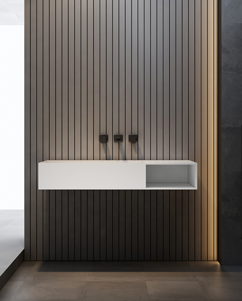 Тумба с раковиной ABBER Stein AS2640-1.0 R подвесная, белая матовая