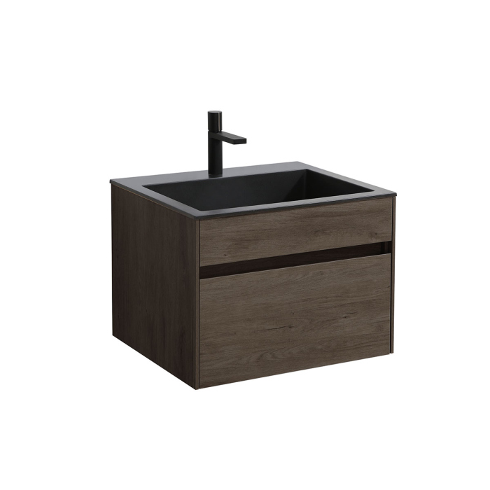 Тумба с раковиной Vincea Chiara 600 подвесная, 1 выкатной ящик soft-close, R.Oak, VMC-2C600RO+VCB-13600W