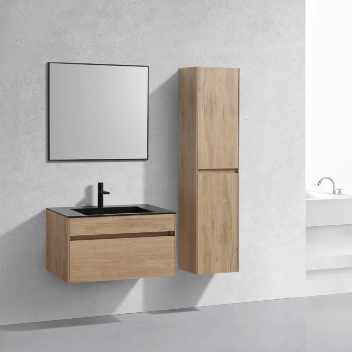 Тумба с раковиной Vincea Chiara 800 подвесная, 1 выкатной ящик soft-close, N.Oak, VMC-2C800NO+VCB-13800B