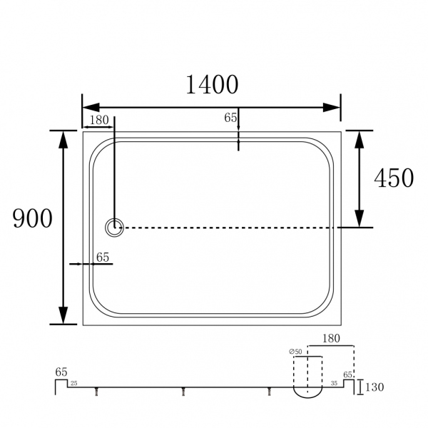 Душевой поддон ABBER AD3C149 140х90 прямоугольный, акриловый, белый