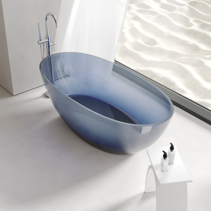 Прозрачная ванна ABBER Kristall AT9701Saphir синяя